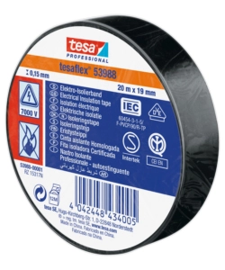 NASTRO ISOLANTE ELETTRICO IN PVC NERO, 19 MM X 20 MT - TESA